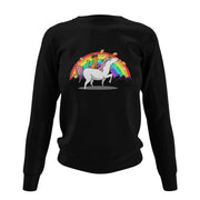 Women Funny Unicorn Cat Rainbow Crew Sweatshirt Pullover