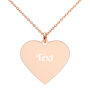 Engraved Silver Heart Necklace