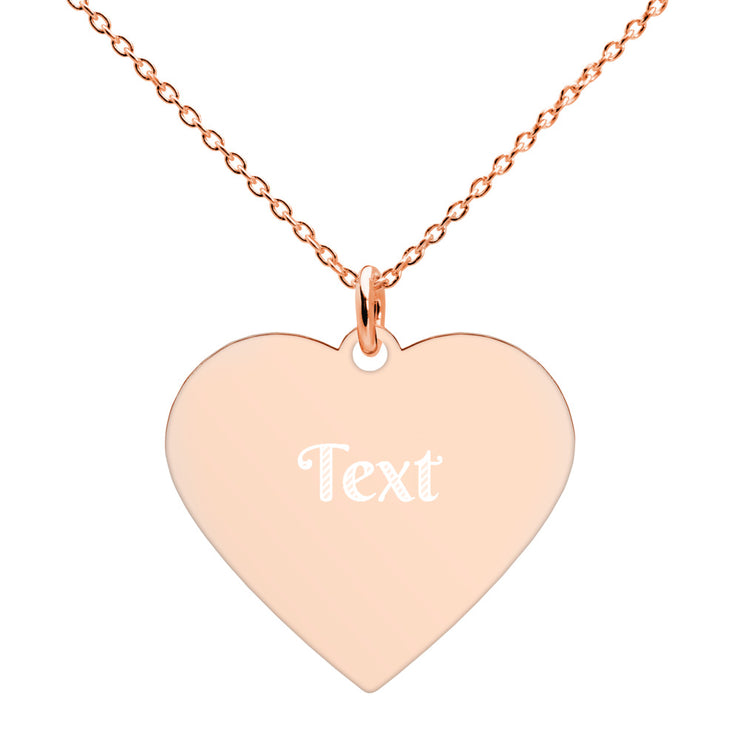 Engraved Silver Heart Necklace