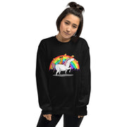 Women Funny Unicorn Cat Rainbow Crew Sweatshirt Pullover