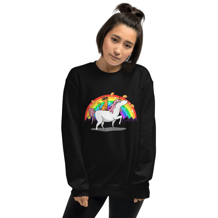 Einhorn Katze Regenbogen Damen Sweatshirt Pullover