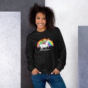 Women Funny Unicorn Cat Rainbow Crew Sweatshirt Pullover