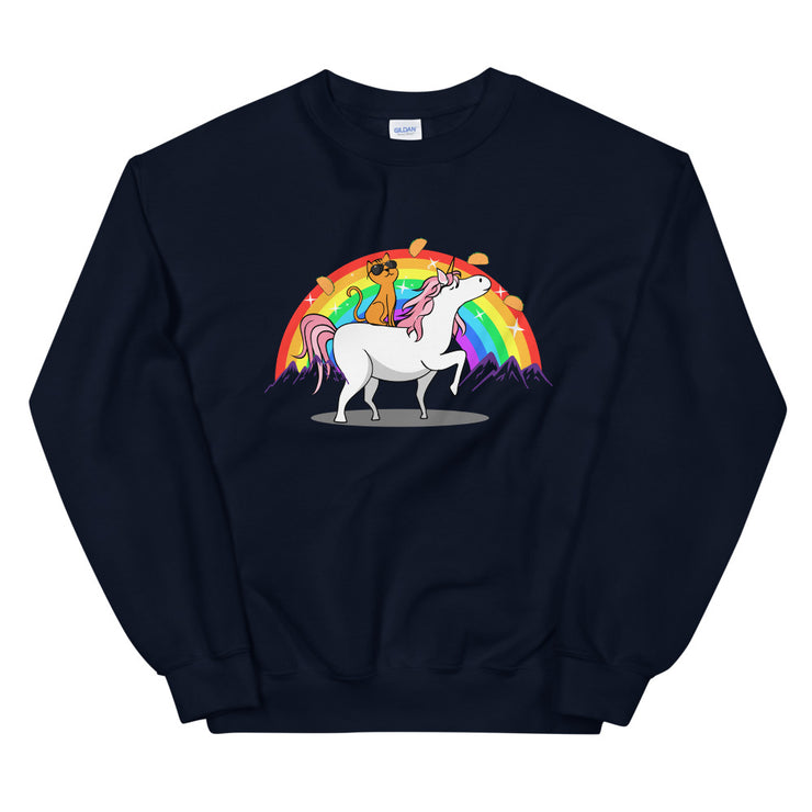 Einhorn Katze Regenbogen Damen Sweatshirt Pullover