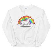 Women Funny Unicorn Cat Rainbow Crew Sweatshirt Pullover